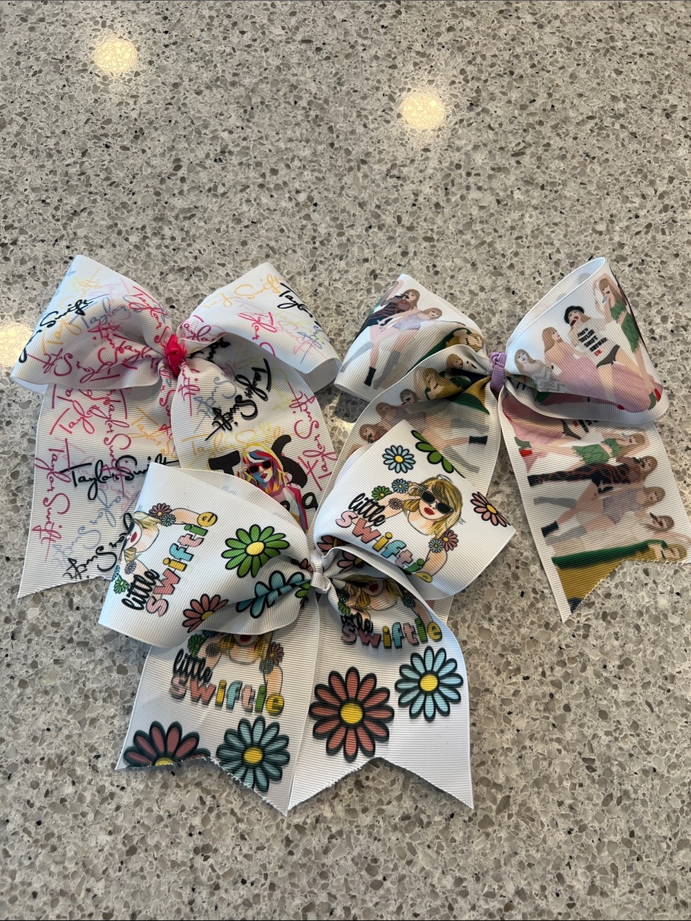 Custom Taylor Swift Hair Bows - Kids Character Print Hair Bows - White Floral